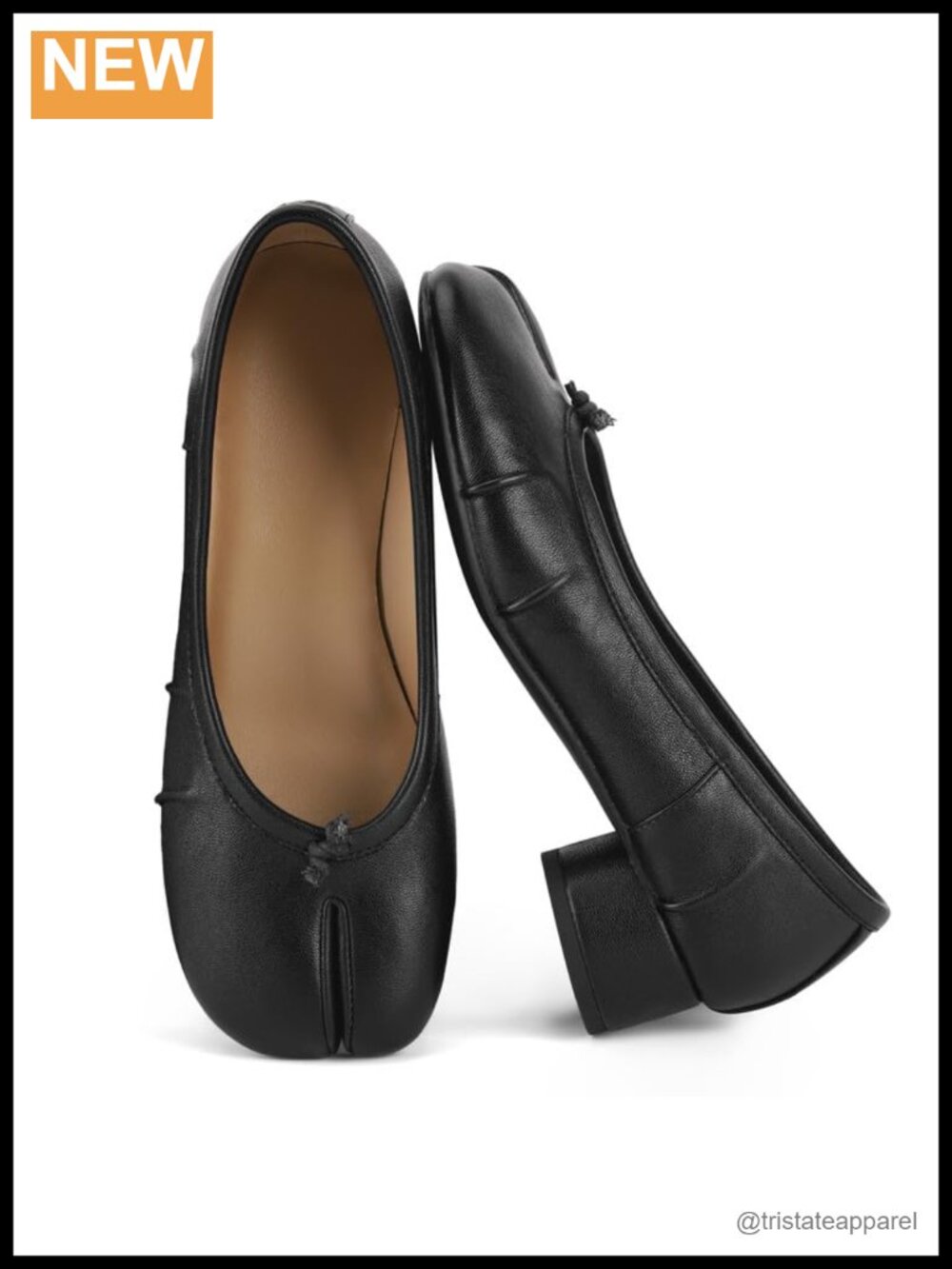 Tabi Heels for Women Split Toe Ballet Pumps Low Block Heel